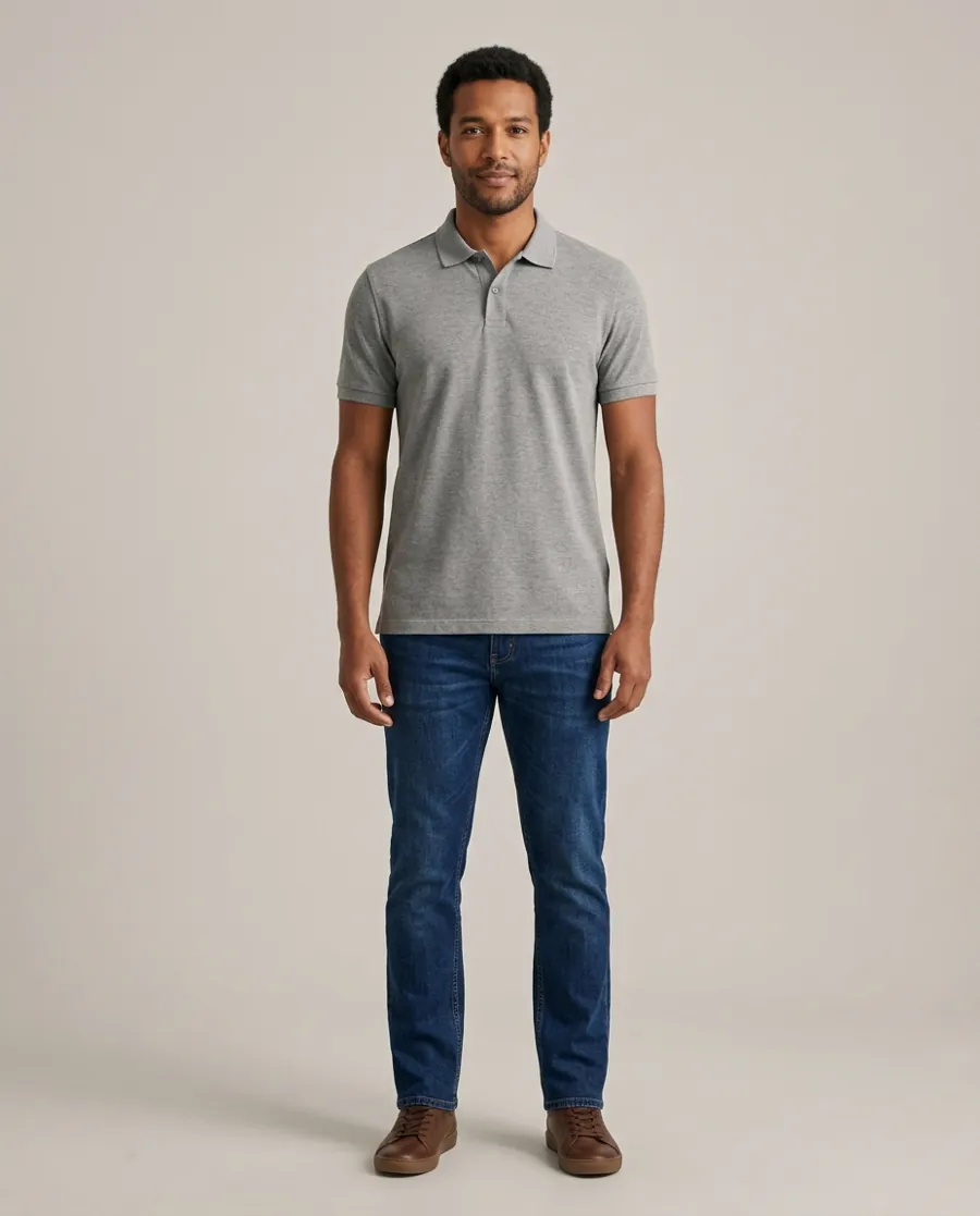 Camisa Gola Polo Cinza